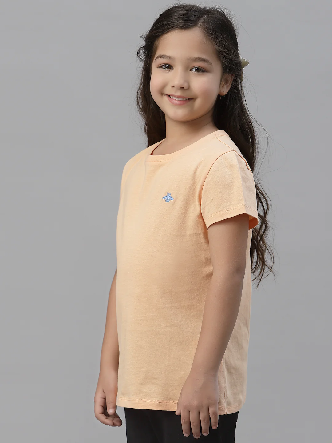 Girls Bright Coral Round Neck T-Shirt - Image 2