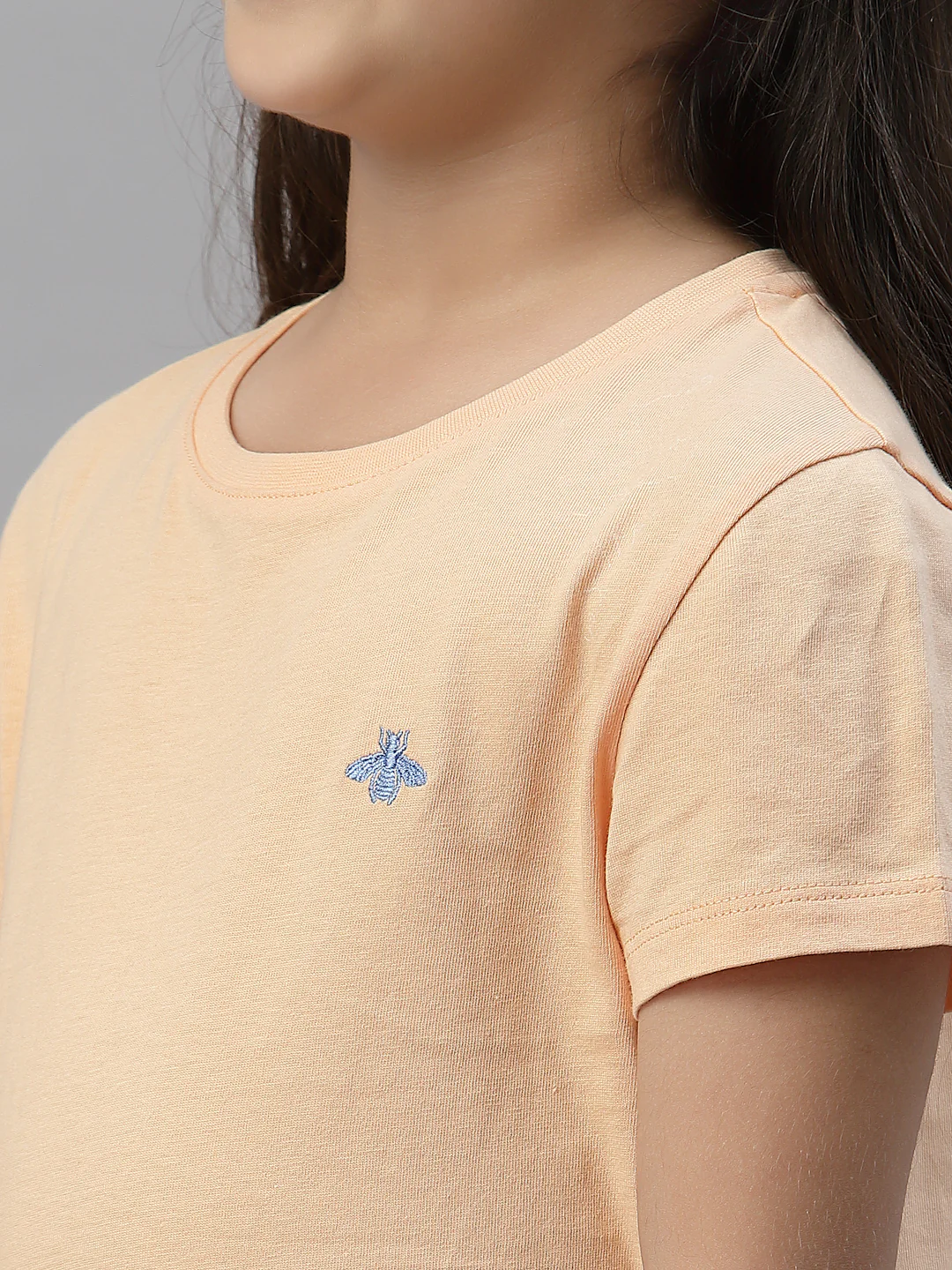 Girls Bright Coral Round Neck T-Shirt - Image 3