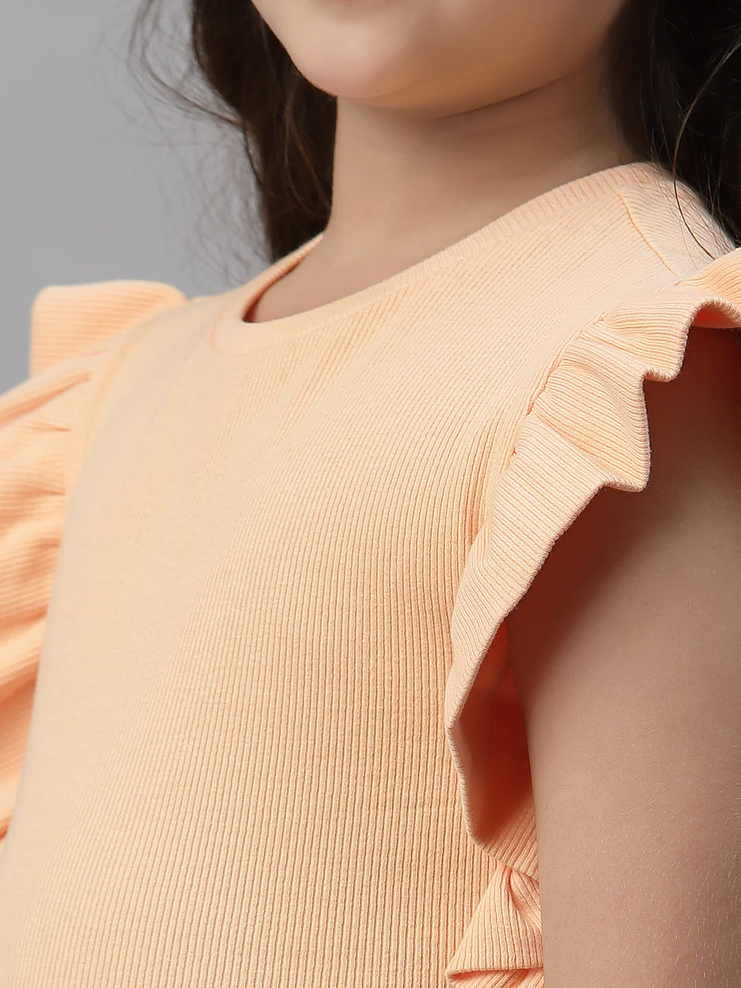 Girls Bright Coral Round Neck T-Shirt - Image 3