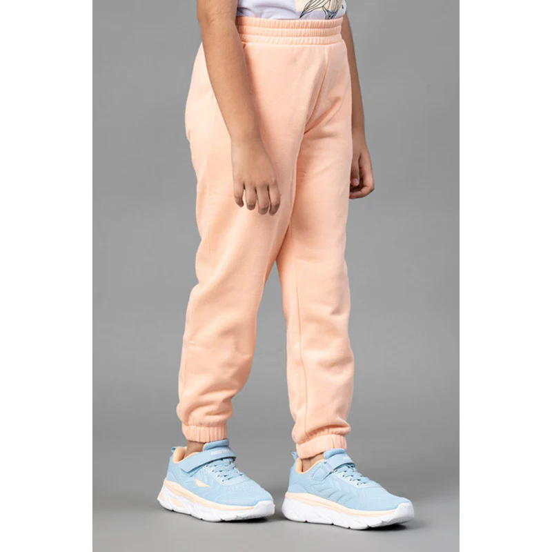 Girls Bright Peach Solid Jogger - Image 2