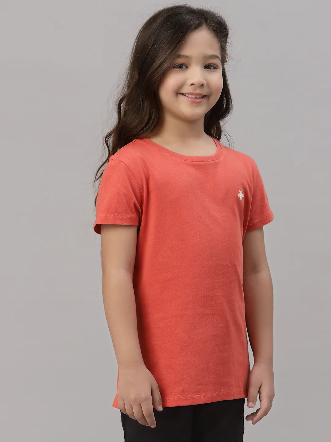 Girls Coral Round Neck T-Shirt - Image 2