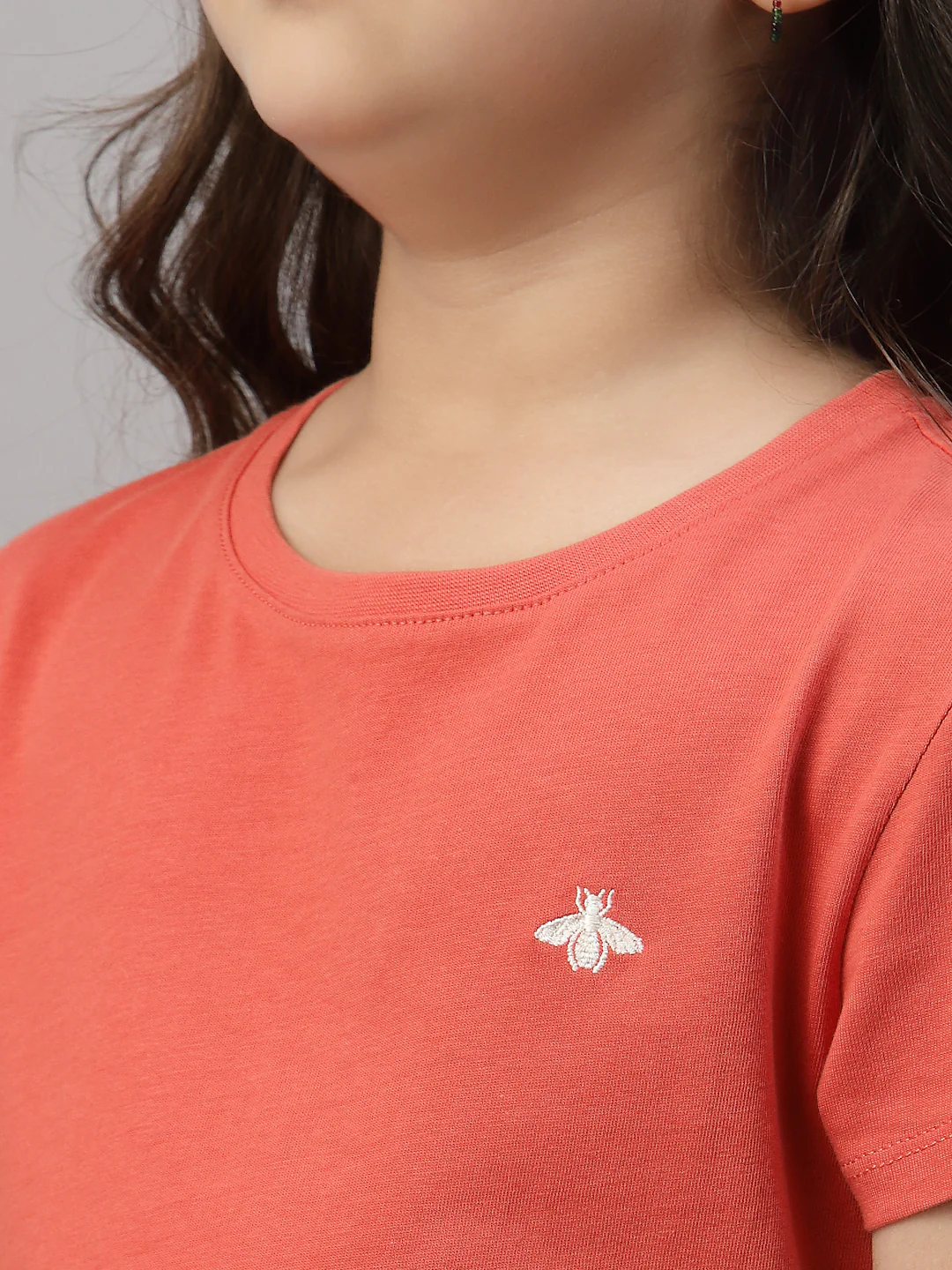 Girls Coral Round Neck T-Shirt - Image 3