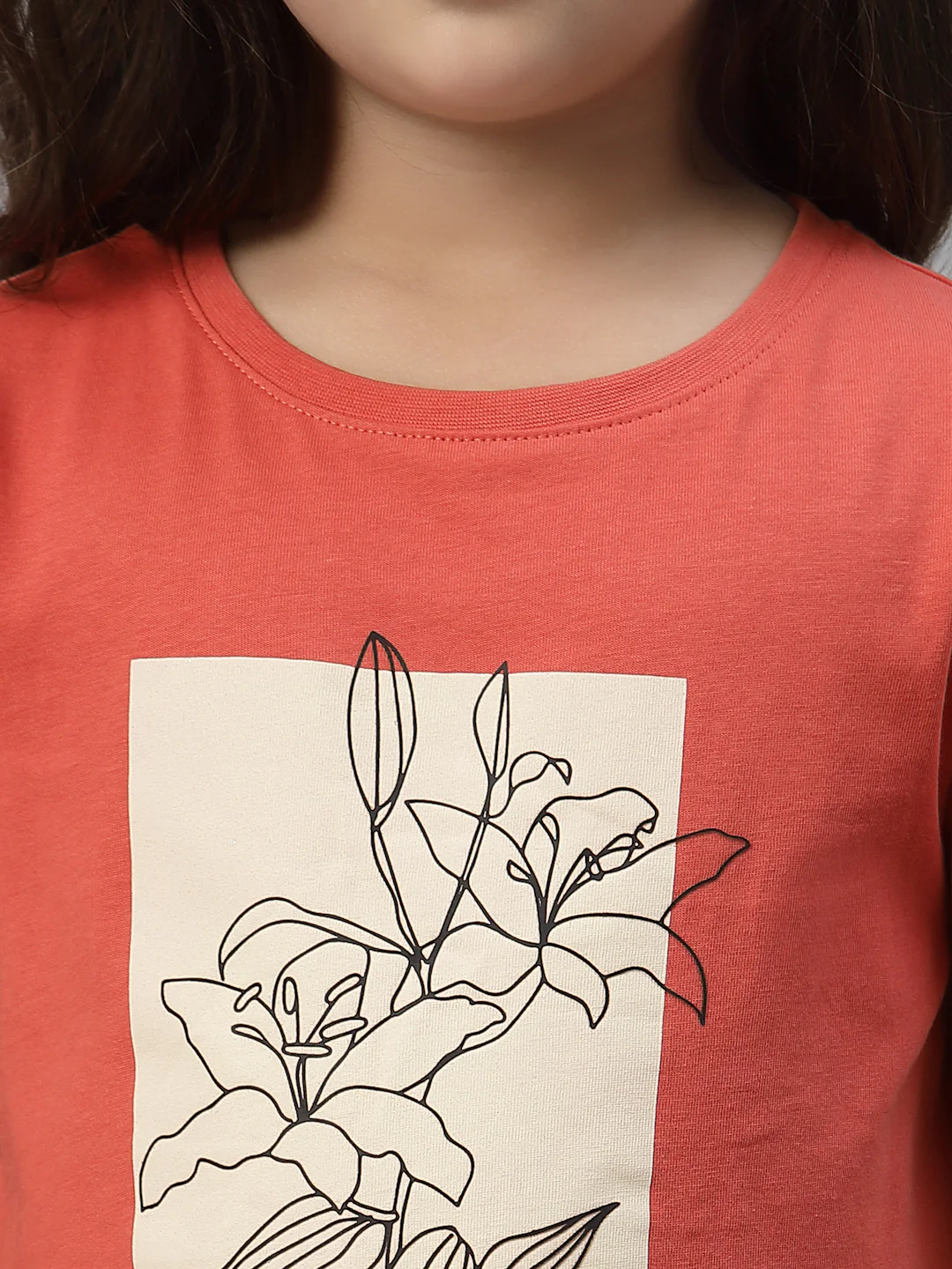 Girls Coral Round Neck T-Shirt - Image 3