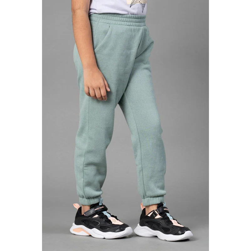 Girls Green Melange Solid Jogger - Image 2