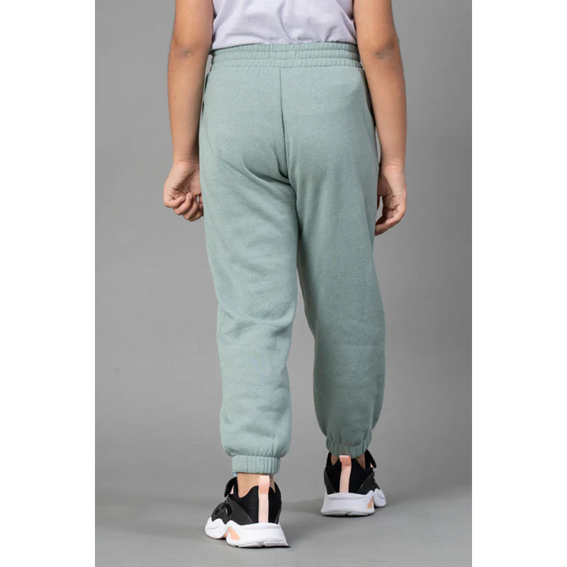Girls Green Melange Solid Jogger - Image 3