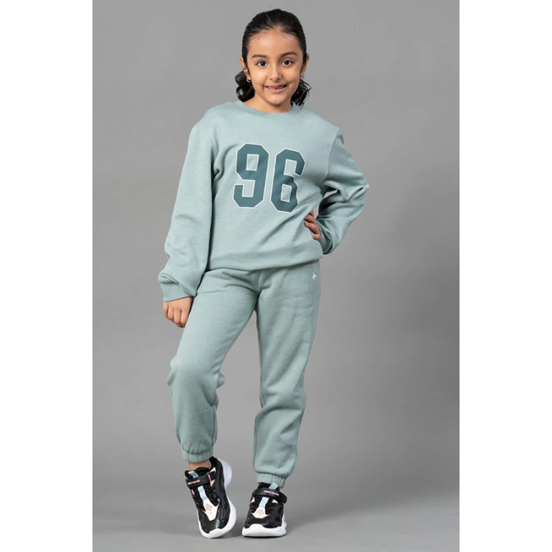 Girls Green Melange Solid Jogger - Image 5