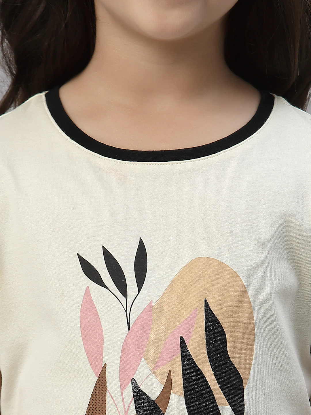 Girls Ivory Round Neck T-Shirt - Image 3