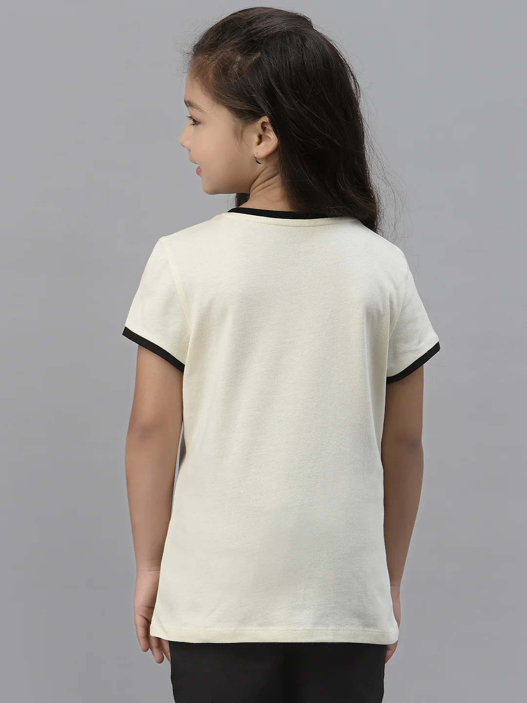 Girls Ivory Round Neck T-Shirt - Image 4