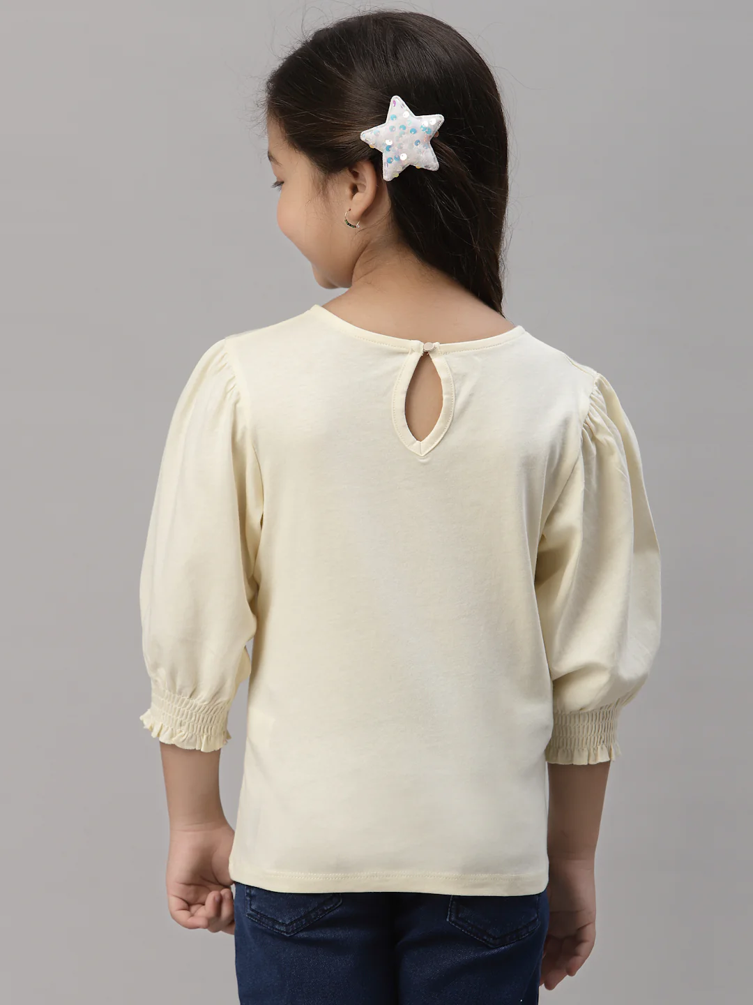 Girls Ivory Round Neck T-Shirt - Image 4