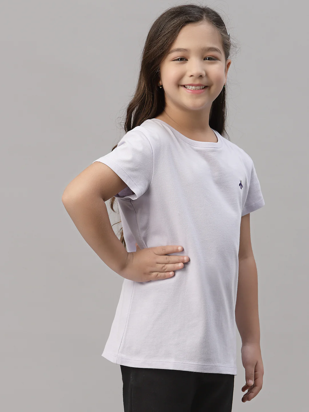Girls Lavender Round Neck T-Shirt - Image 2