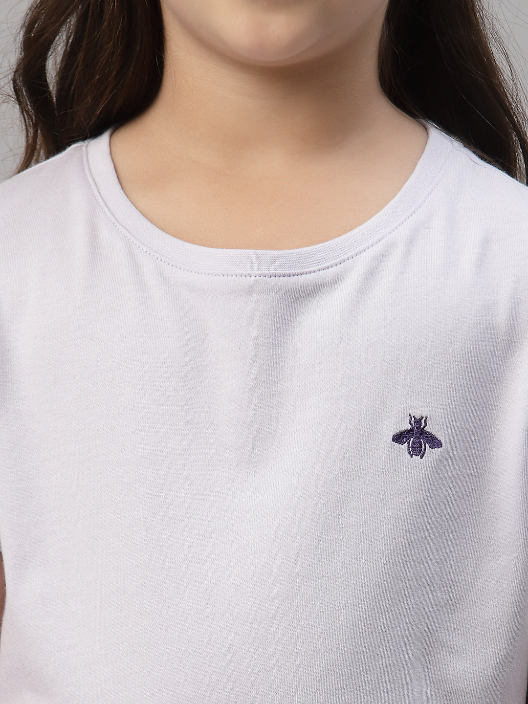 Girls Lavender Round Neck T-Shirt - Image 3