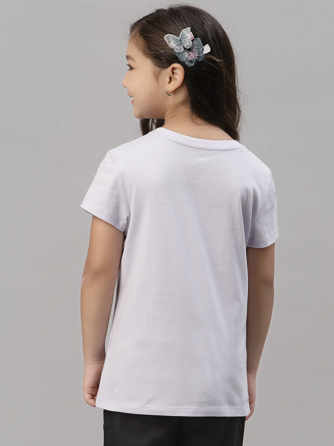 Girls Lavender Round Neck T-Shirt - Image 4
