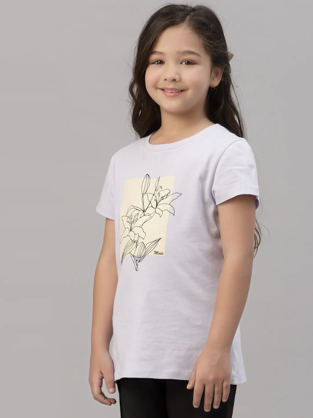 Girls Lavender Round Neck T-Shirt - Image 2