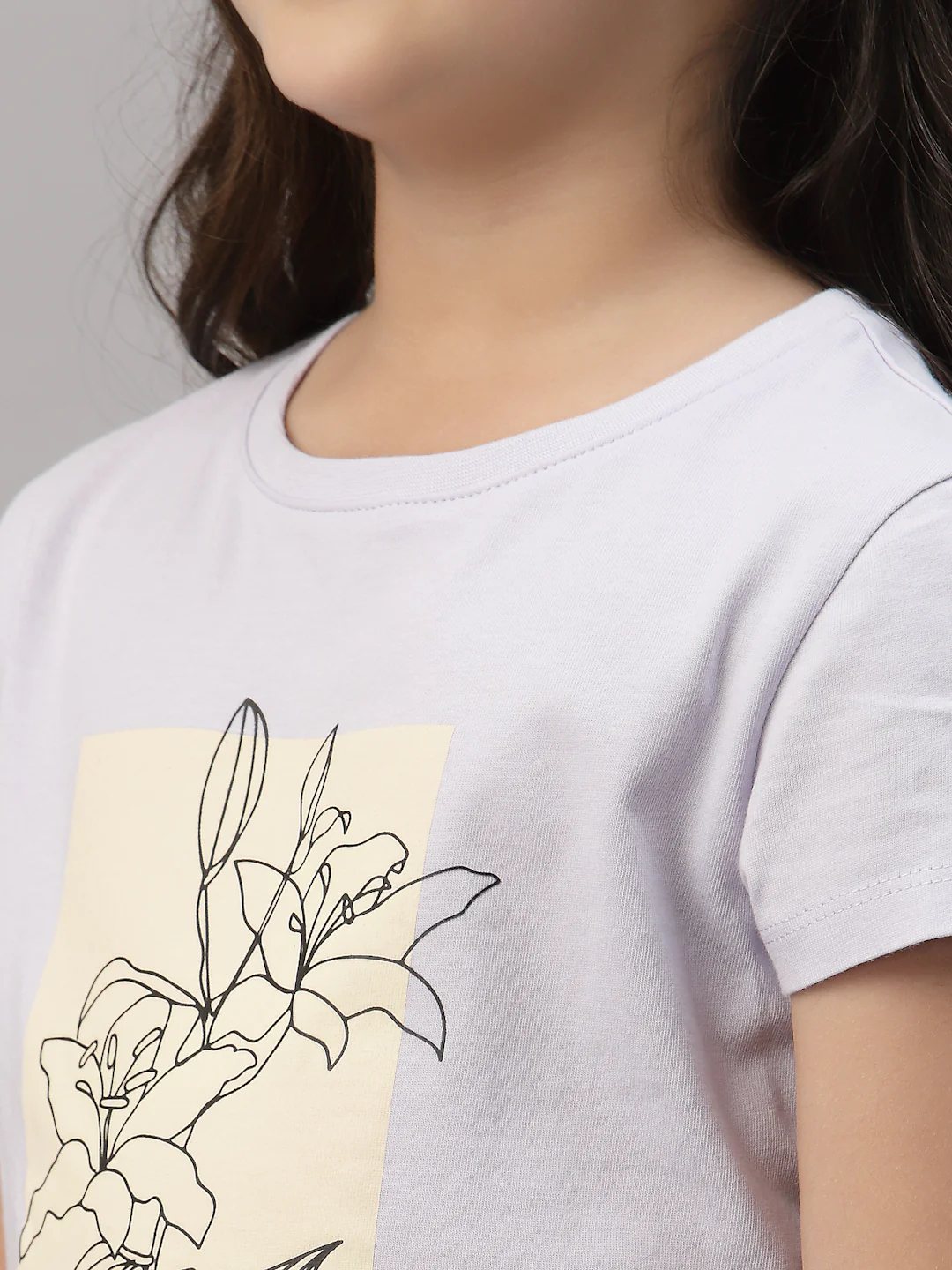 Girls Lavender Round Neck T-Shirt - Image 3