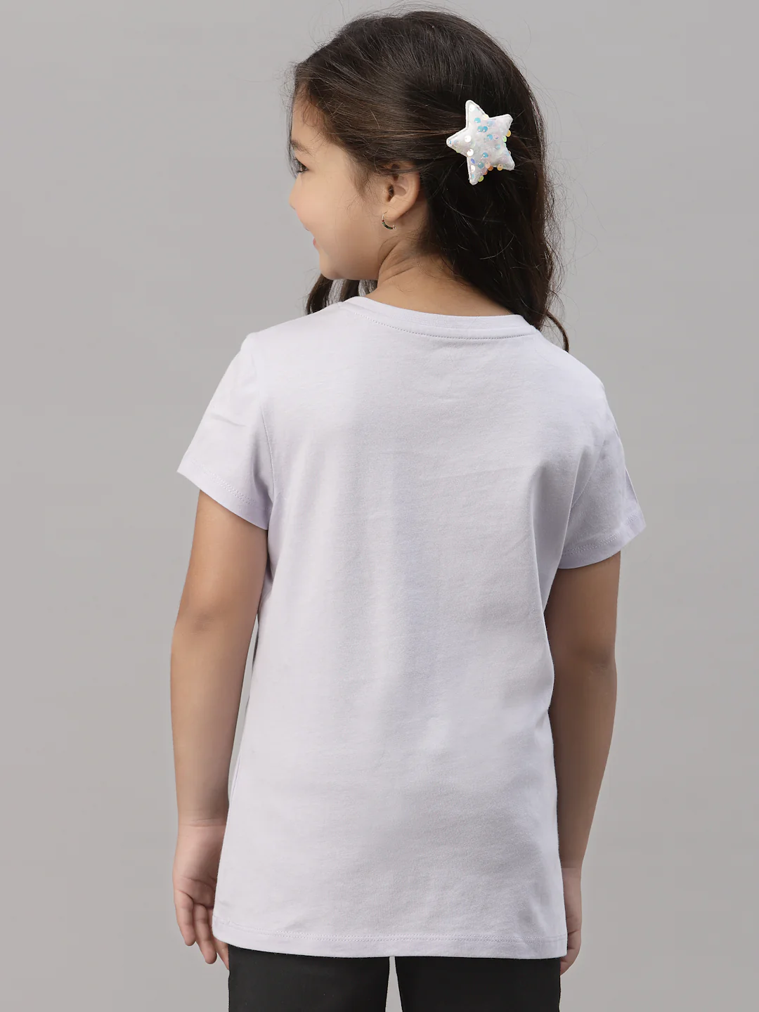 Girls Lavender Round Neck T-Shirt - Image 4