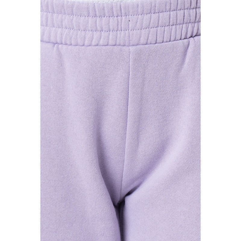 Girl's Light Purple Solid Jogger - Image 4