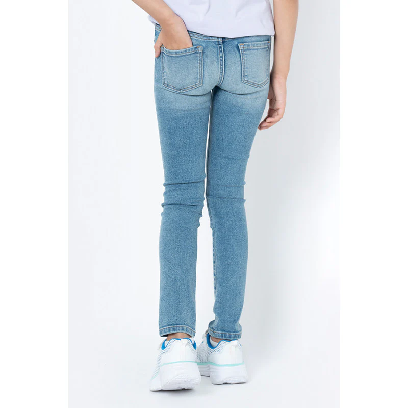 Girls Mid Blue Skinny Jeans - Image 3