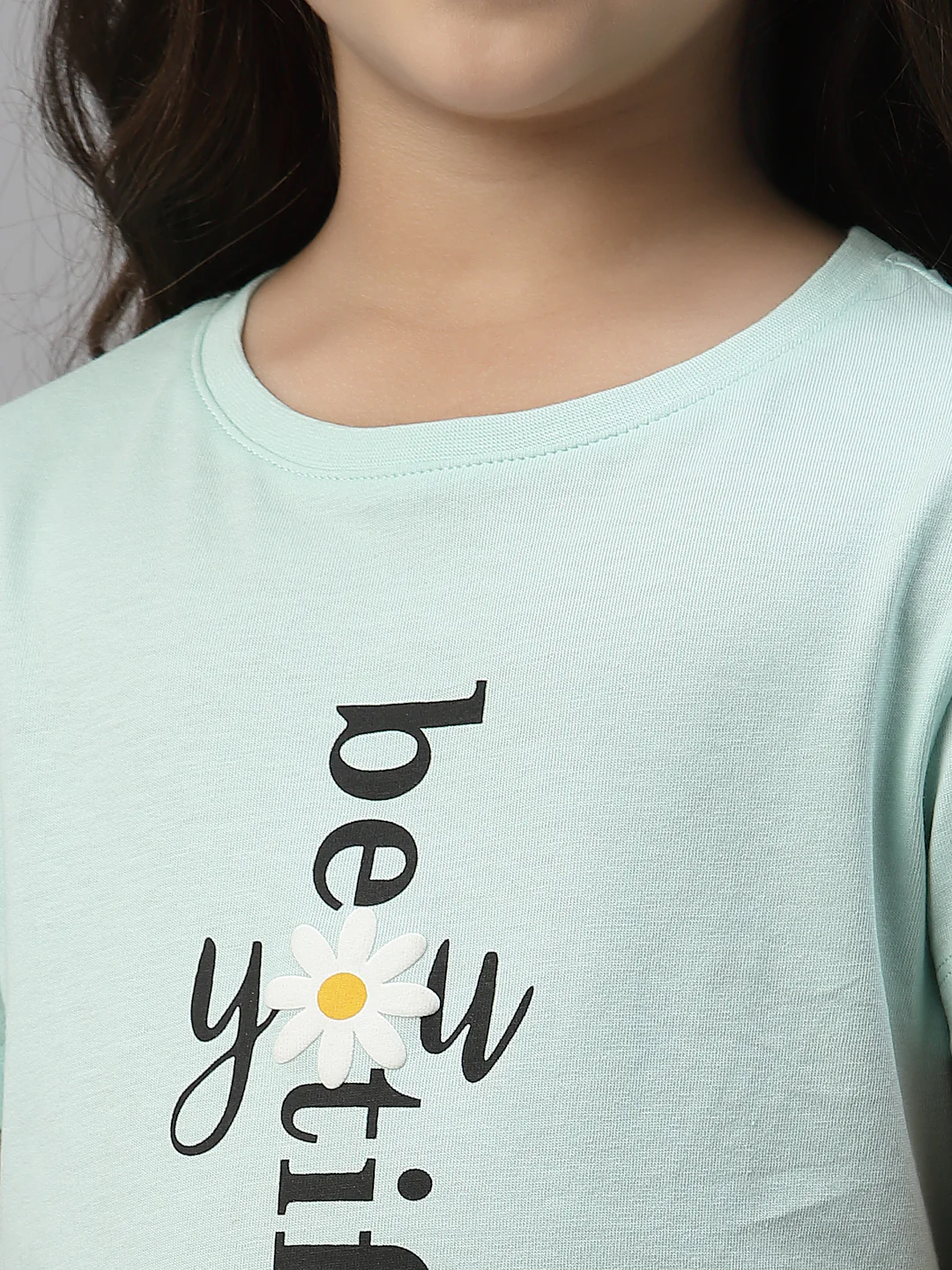 Girls Mint Green Round Neck T-Shirt - Image 3