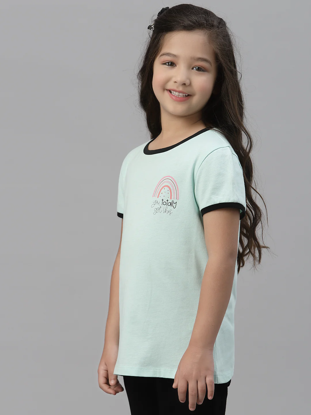 Girls Mint Green Round Neck T-Shirt - Image 2