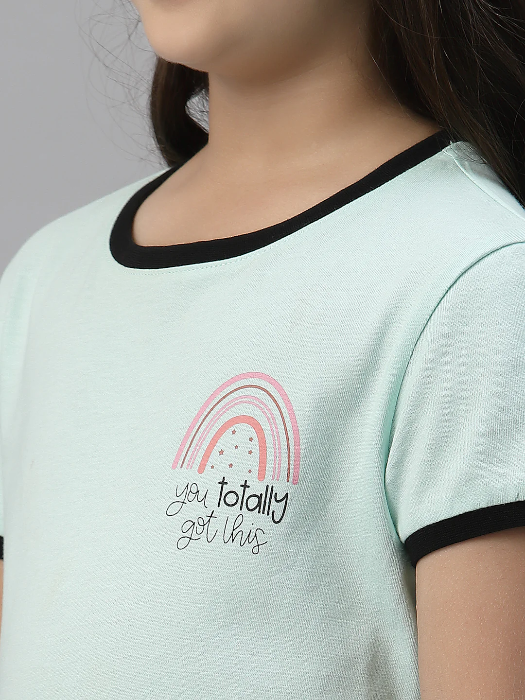 Girls Mint Green Round Neck T-Shirt - Image 3