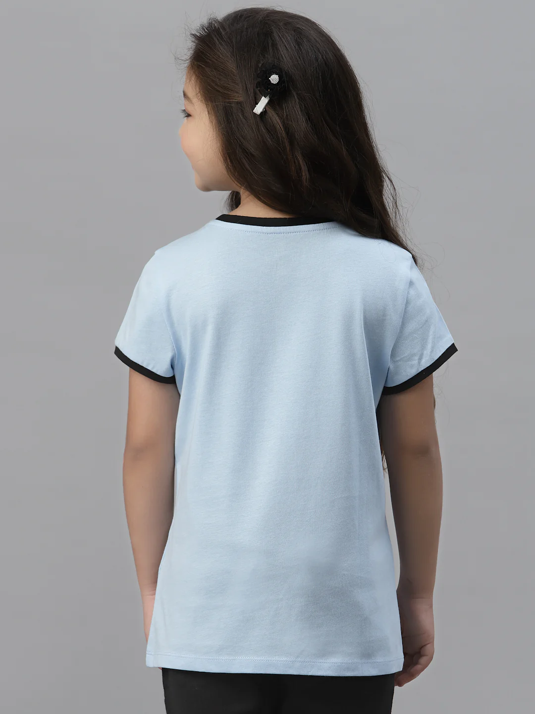 Girls Powder Blue Round Neck T-Shirt - Image 4