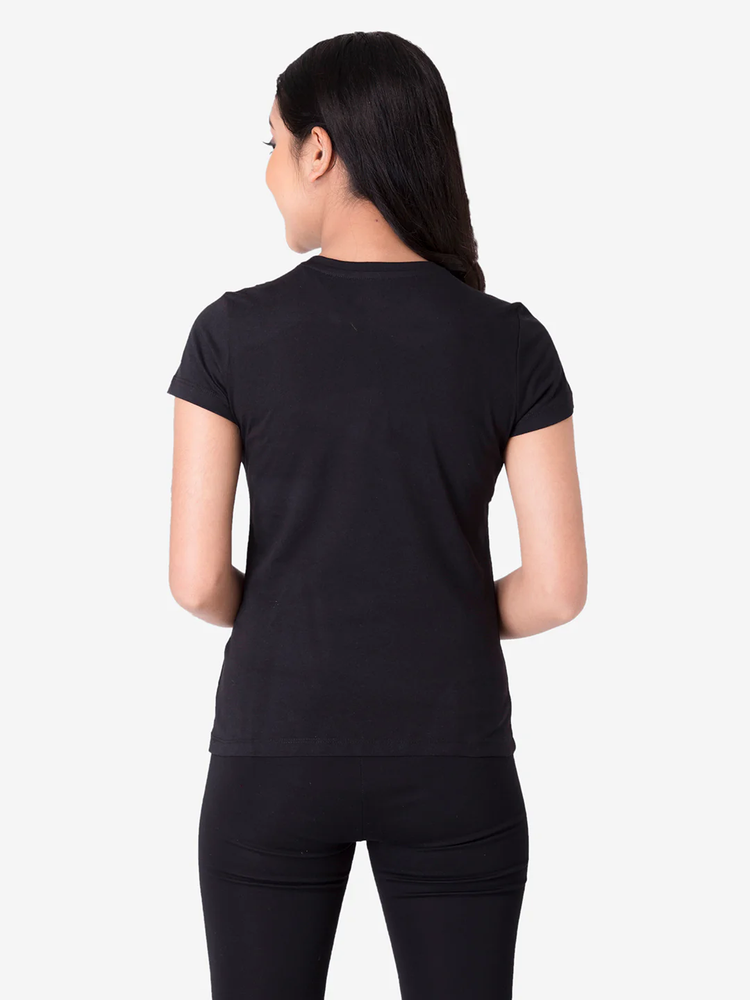 Girls's Black Round Neck T-Shirt - Image 4