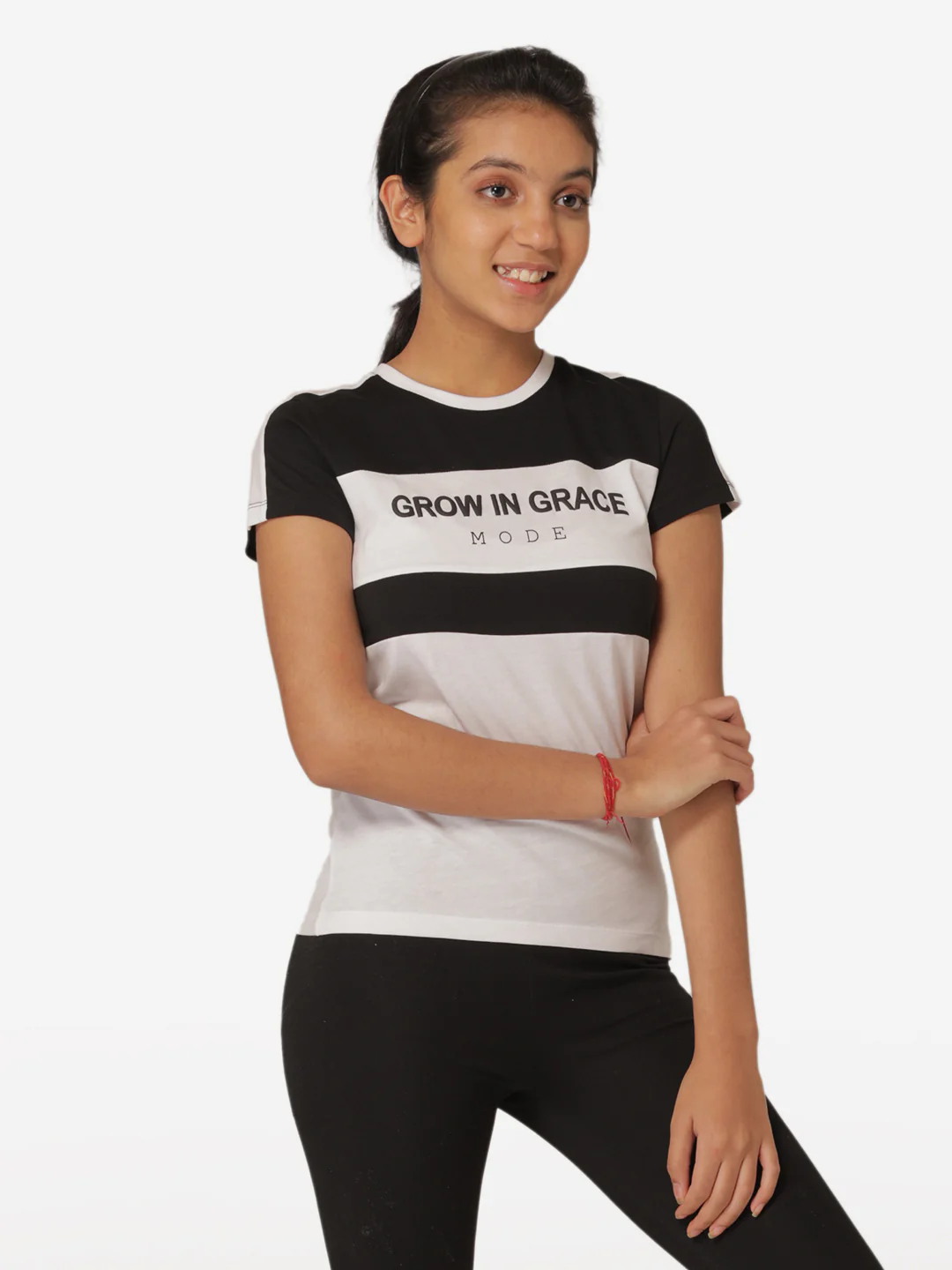 Girls's Black Round Neck T-Shirt - Image 3