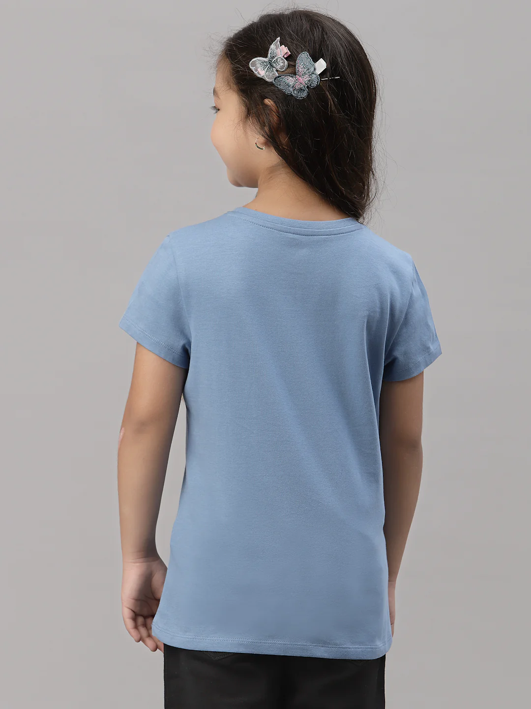 Girls Slate Blue Round Neck T-Shirt - Image 4
