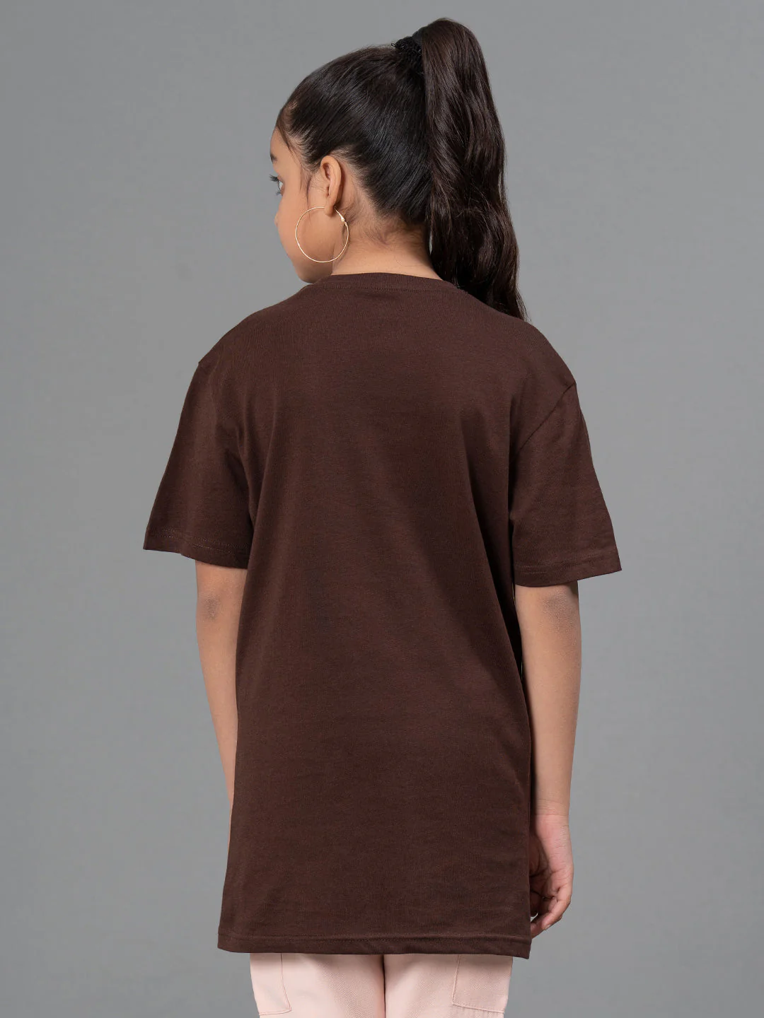 Girl's T-Shirt for Dark Brown Color |Best in Comfort| Cotton - Image 3
