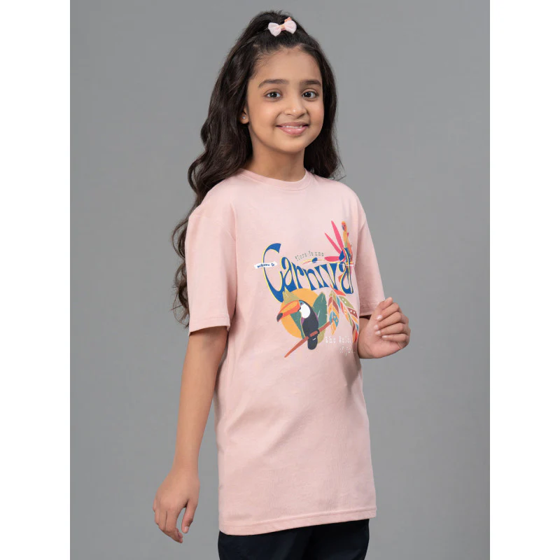 Girl's T-Shirt in Pale Pink Color| Best in Comfort|Cotton| Half Sleeves| Casual Fit - Image 2