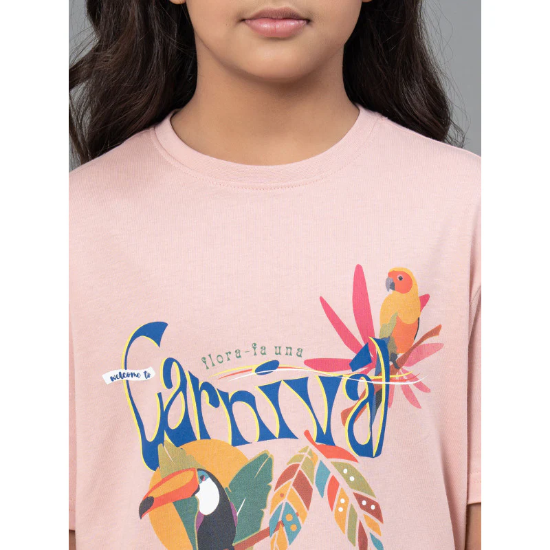 Girl's T-Shirt in Pale Pink Color| Best in Comfort|Cotton| Half Sleeves| Casual Fit - Image 4