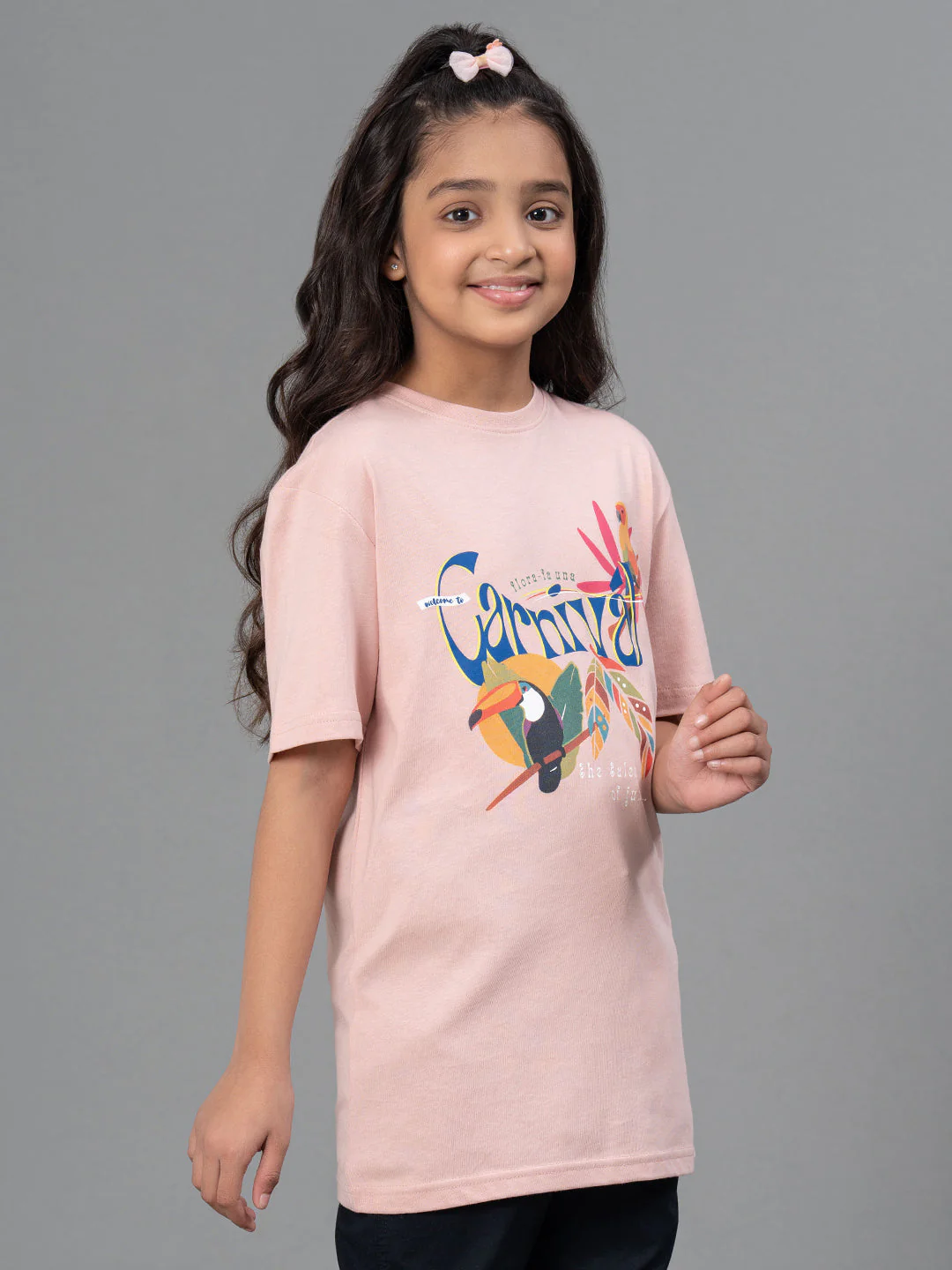Girl's T-Shirt in Pale Pink Color| Best in Comfort|Cotton - Image 2