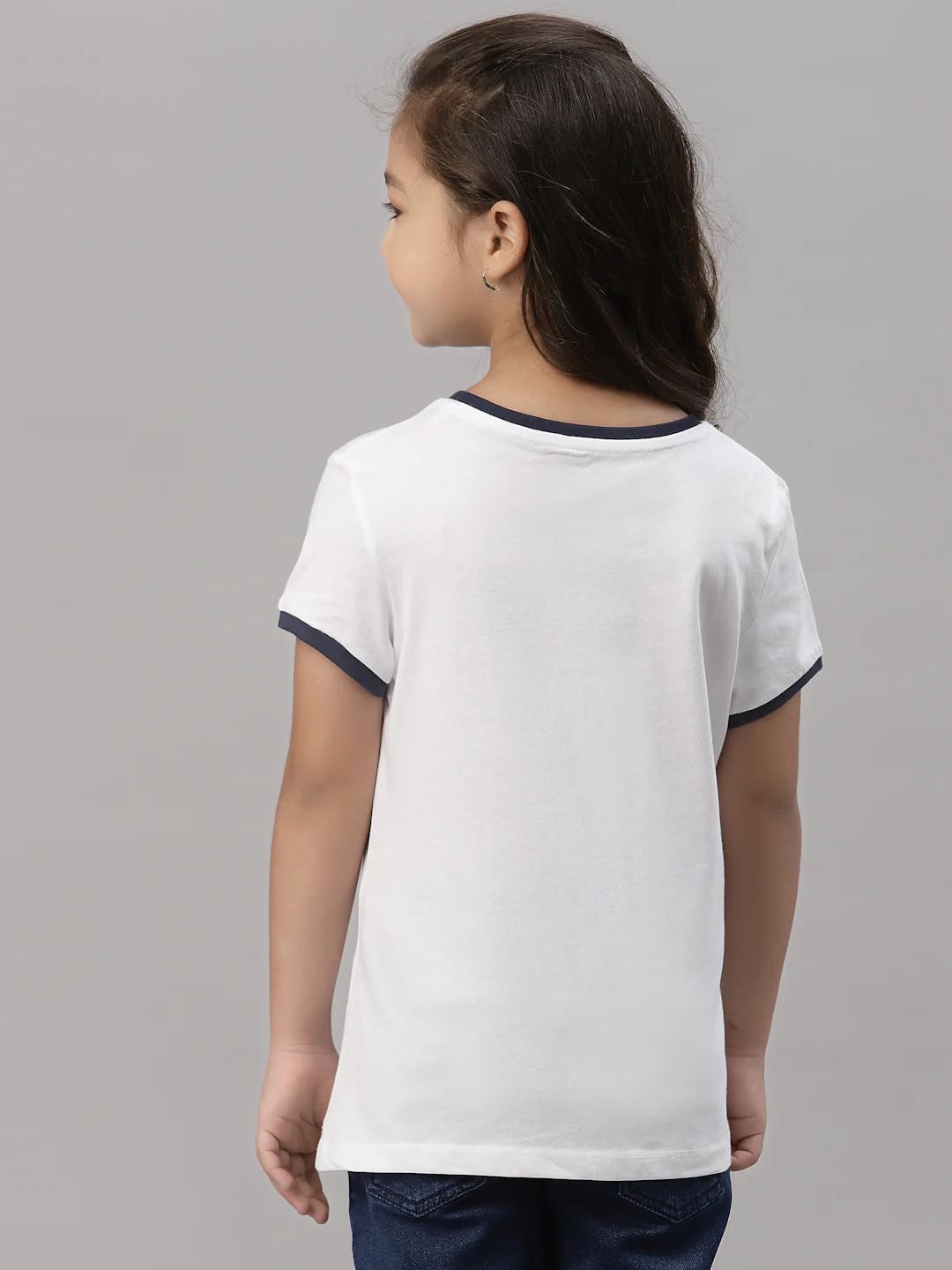 Girls White Round Neck T-Shirt - Image 4