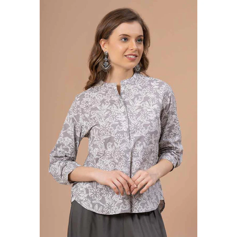 Grey Color Blouse Top for Women - Image 2