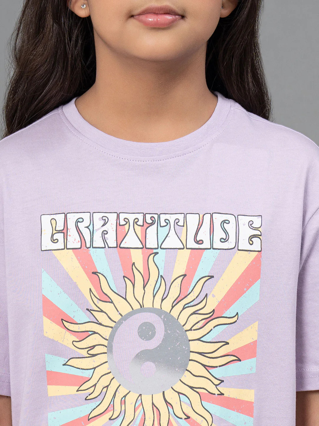 Lavender Color Girl's T-Shirt |Best in Comfort|Casual Fit| Cotton - Image 4