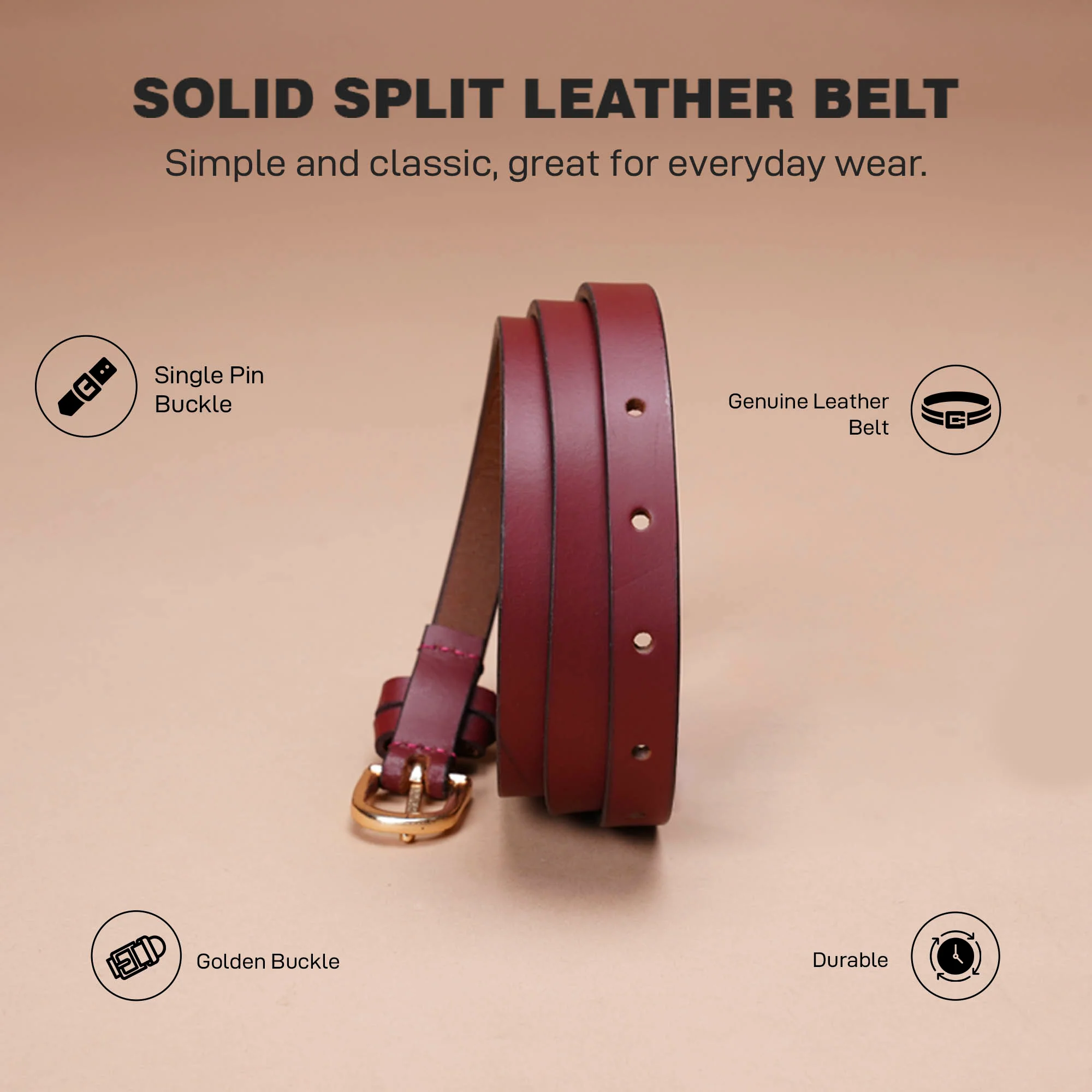 Leather Belt For Women | Solid Leather Belt | Classic And Durable - Image 3