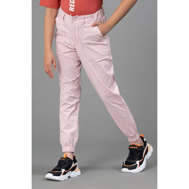 Light Pink Joggers for Girls| Best in Comfort| Cotton| Regular Fit| Front Side Pockets - Image 2