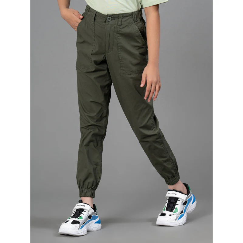 Olive Color joggers for Girls| Best in Comfort| Cotton| Front Side Pockets| Regular Fit - Image 2