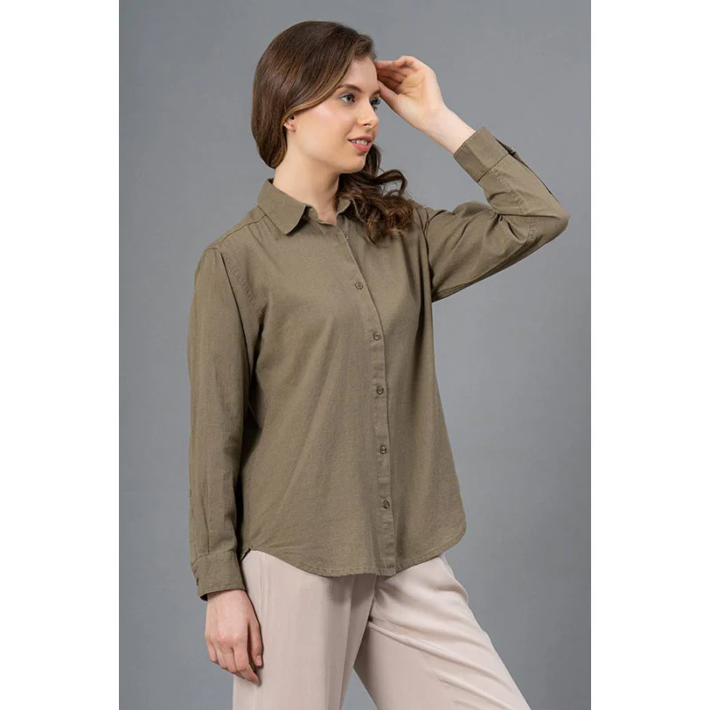 Olive Color Shirt for Womens - Image 2