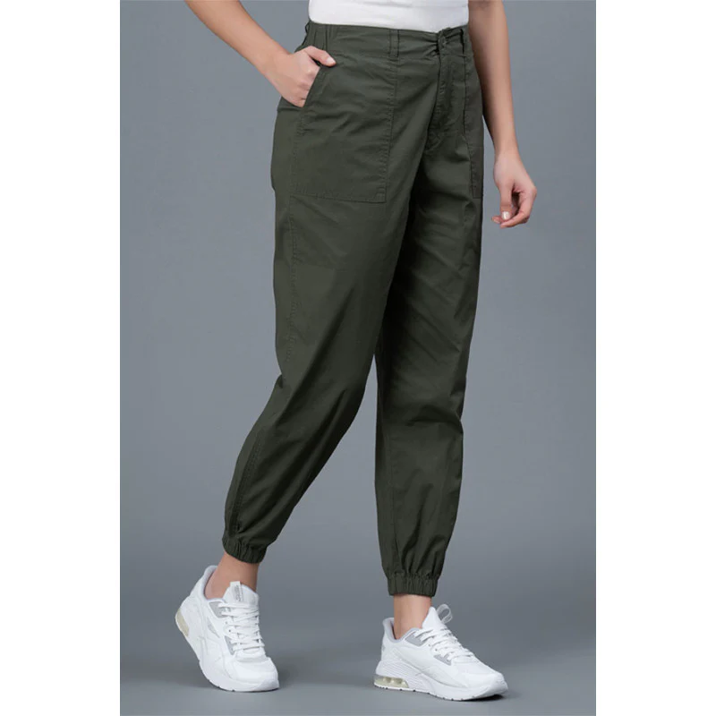 Olive Cotton Joggers for Women - Image 2