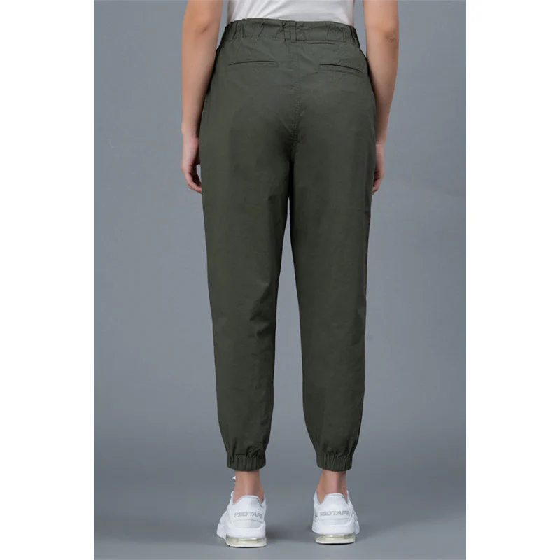 Olive Cotton Joggers for Women - Image 3