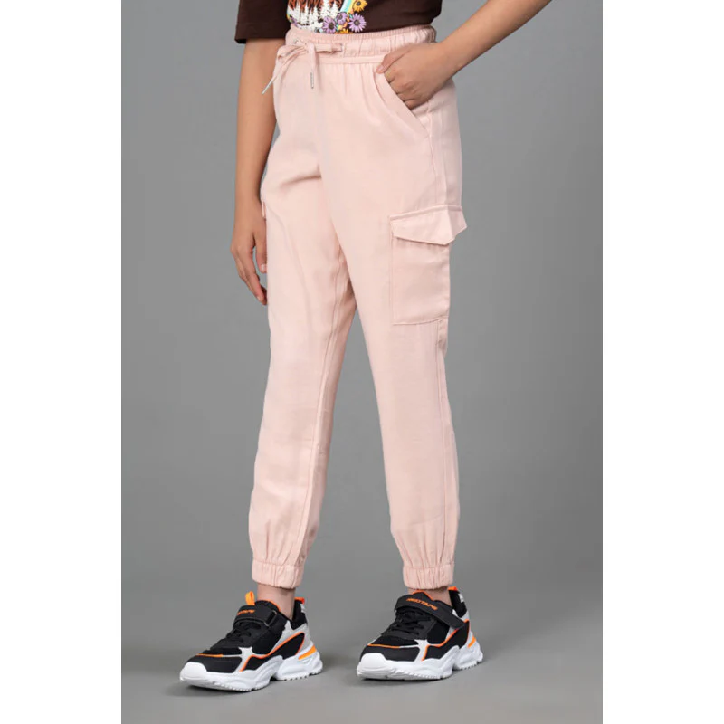 Pastel Pink Joggers for Girls| Best in Comfort|Front Side Pockets| Viscose| Regular Fit - Image 2