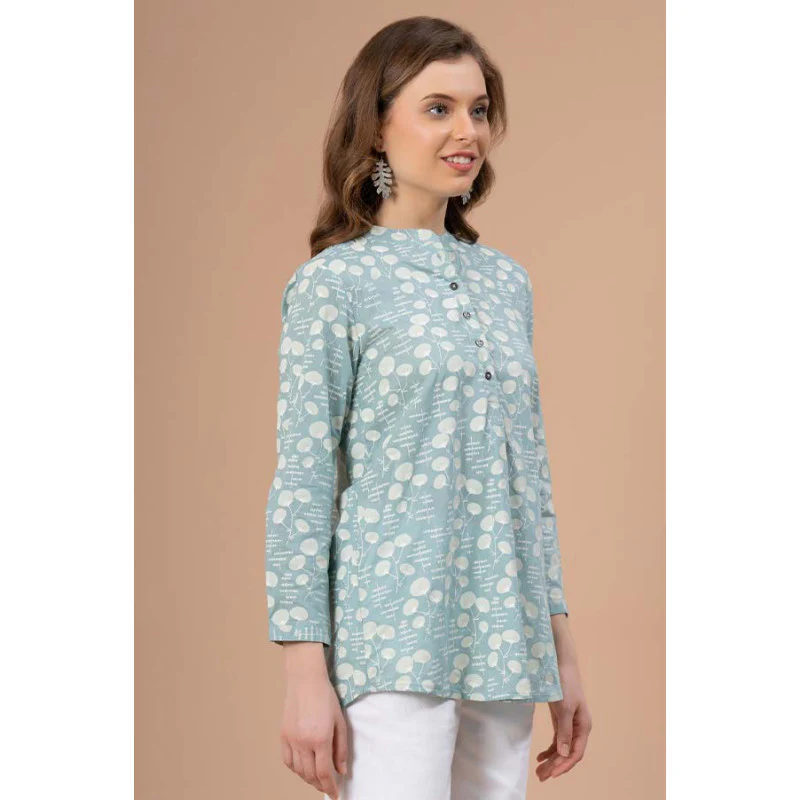 Sea Green Color Blouse Top for Women - Image 2