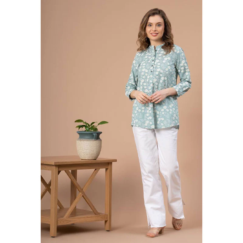 Sea Green Color Blouse Top for Women - Image 5