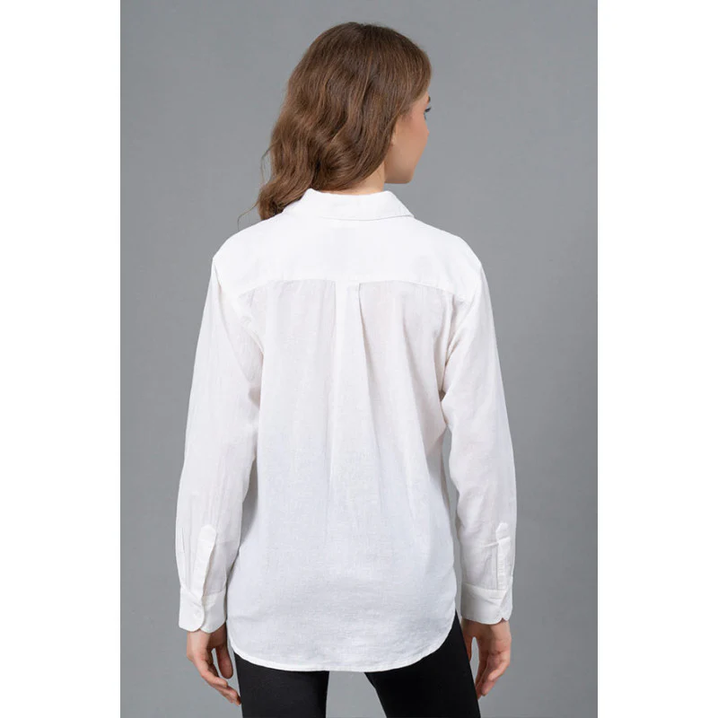 White Casual Shirt for Women's - Image 3