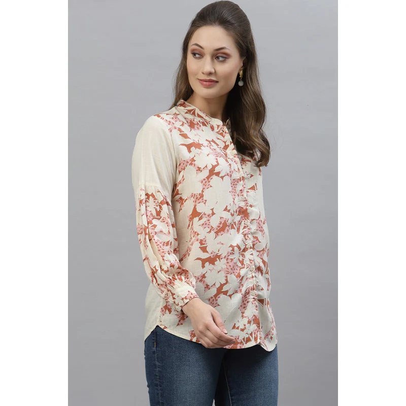 Women Beige Blouse Top - Image 2