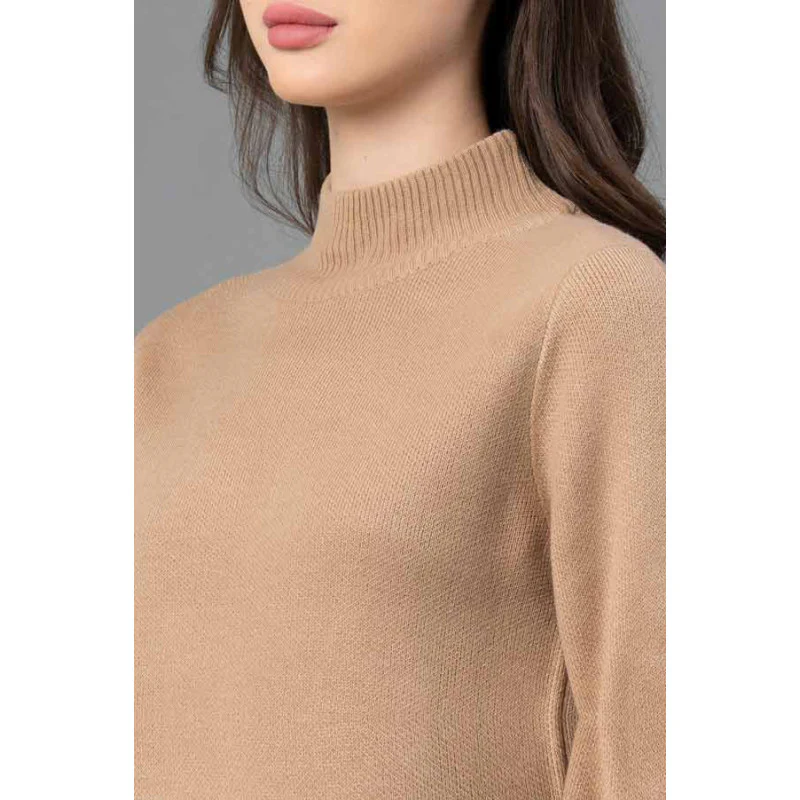 Women Beige Solid Sweater - Image 4