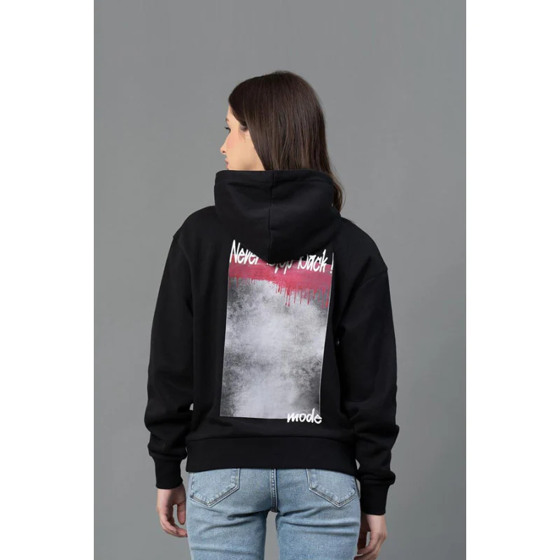 Women Black Graphic Print Hoodie - Image 3
