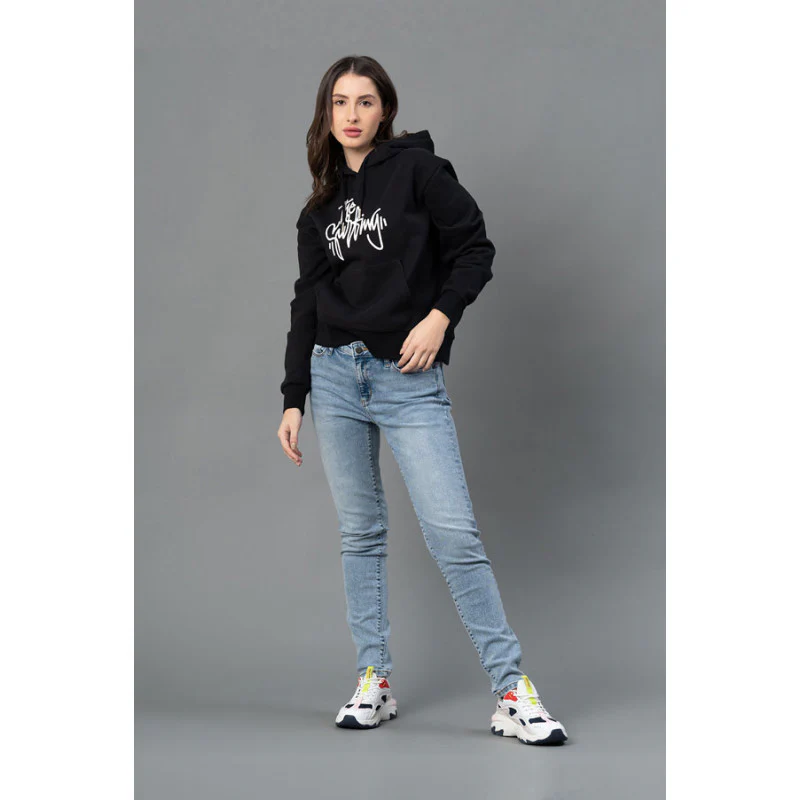 Women Black Graphic Print Hoodie - Image 5