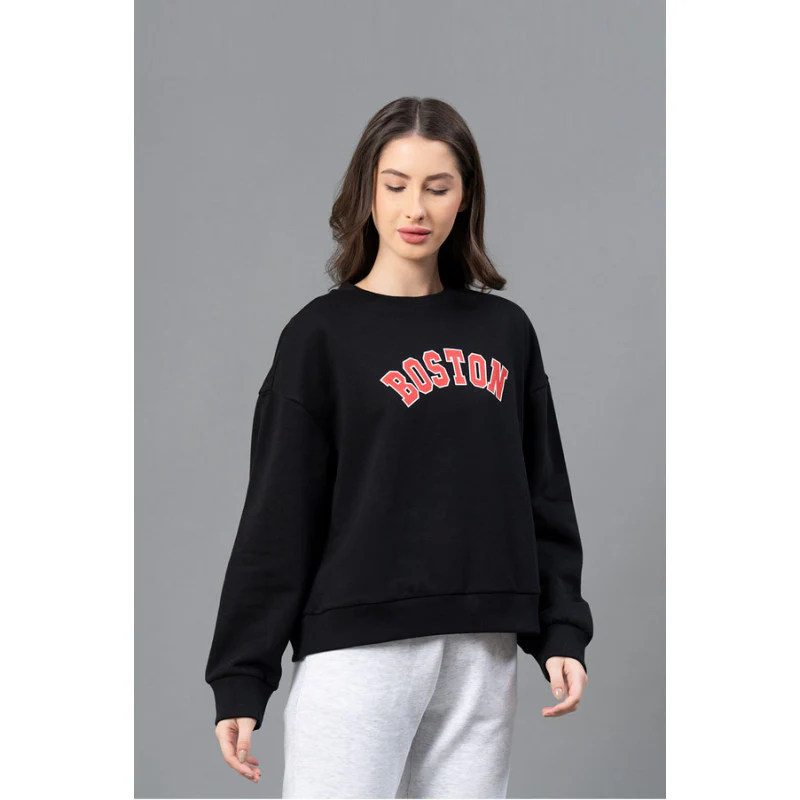 Women Black Graphic Print Sweatshirt - Image 2